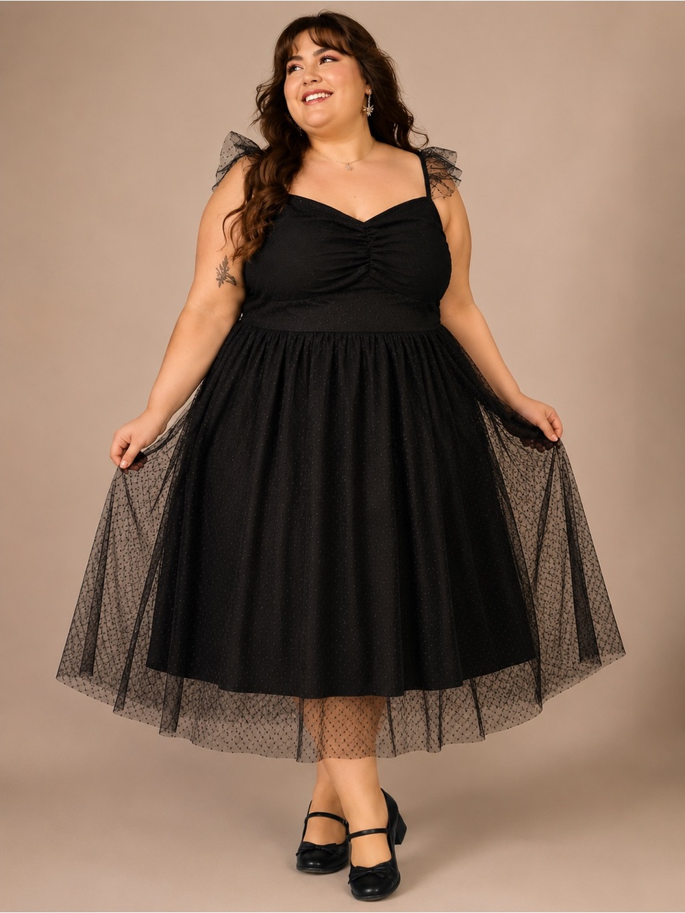 WhimsiGoth Fairy Black Swiss Dot Tulle Dress Plus Size 2XL Goth Coquette NEW